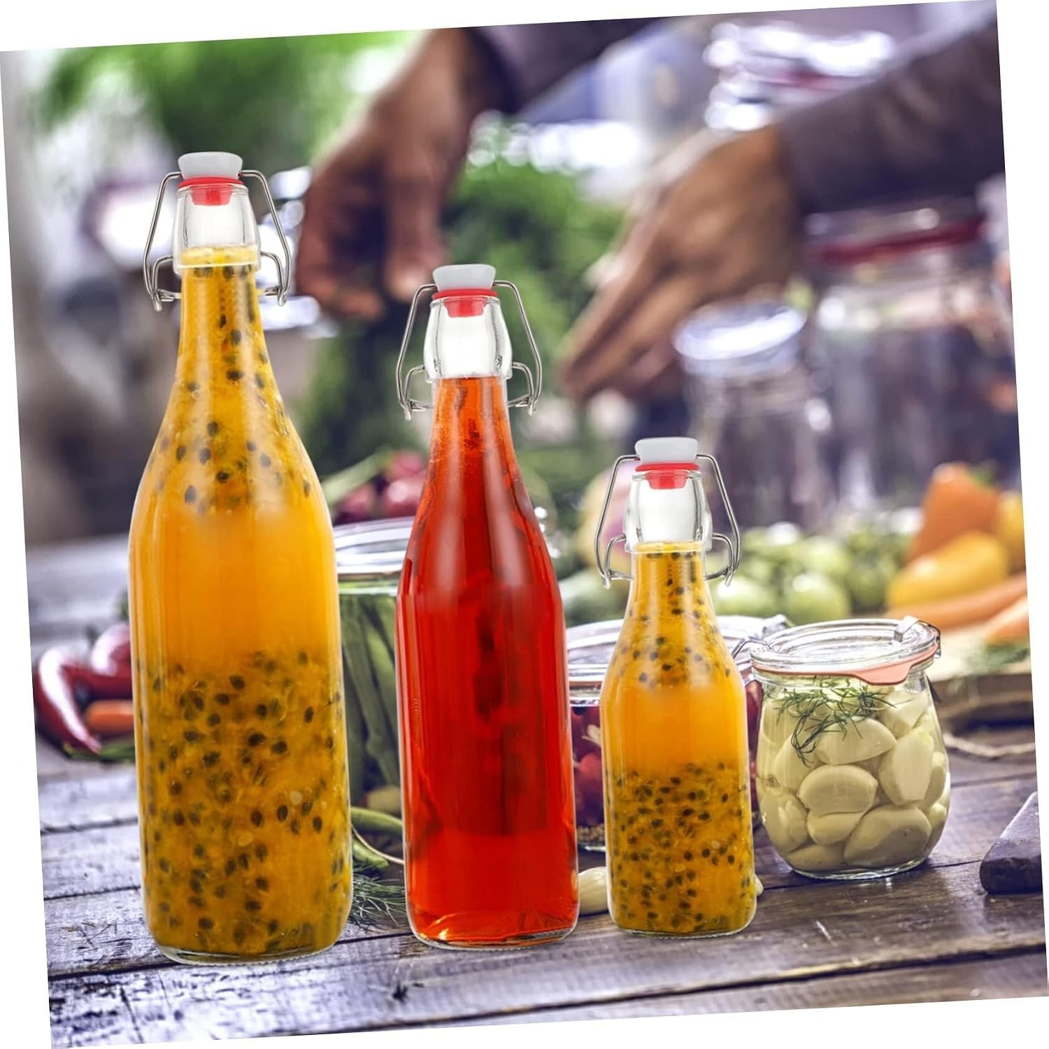3pcs Sealed Bottle Wine Swing Bottle Airtight Brewing Bottle Airtight Clip Top Jars Hydro Jug Water Bottle Clear Wine Bottles Beverage Swing Bottle Clip Top Preserve Bottles Glass Cold Water Bottle Ic