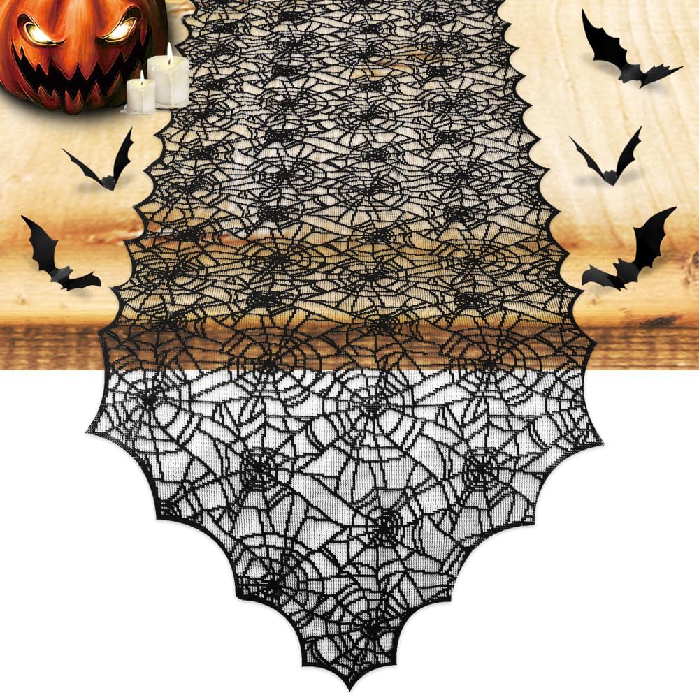 Nialnant Halloween Decoration Table Runner with 12 Pack 3D Bats