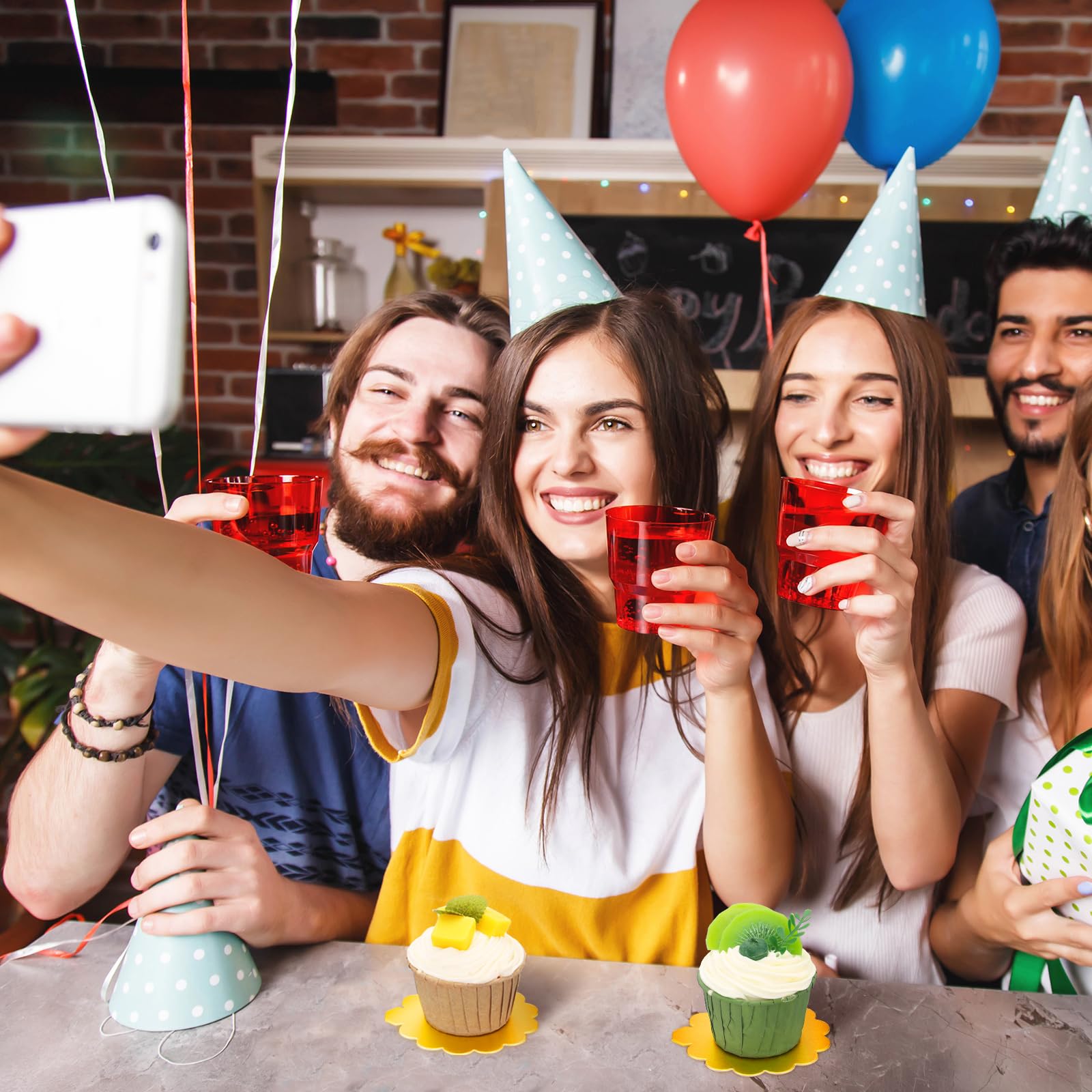 LemonRoad 50 Pcs 3.15 Inch Mini Cake Boards Gold Scallop Edge Mousse Cupcake Base Paper Plates Circle Dessert Board for Cake Diy, Baking Dessert Party Wedding Birthday