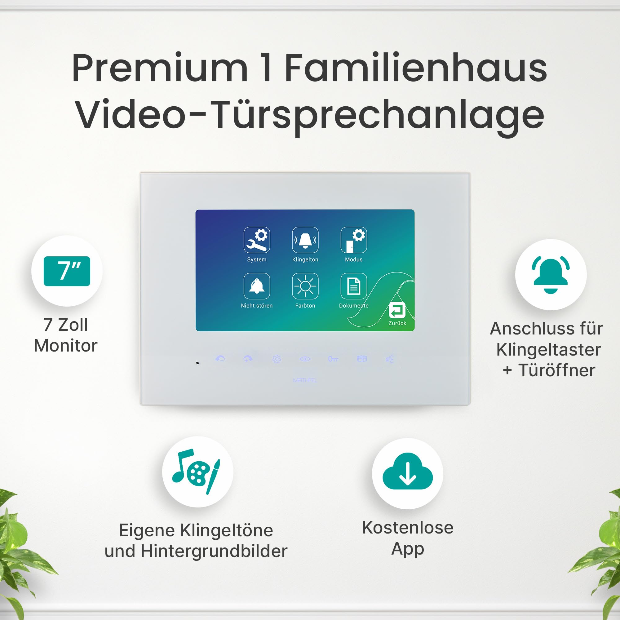 MATHFEL Videoportero de 4 hilos con grabado, monitor WiFi de 7 pulgadas, estación exterior antracita, visión nocturna por infrarrojos (monitor de 2 x 7 pulgadas, monitor de 2 x 7 pulgadas)
