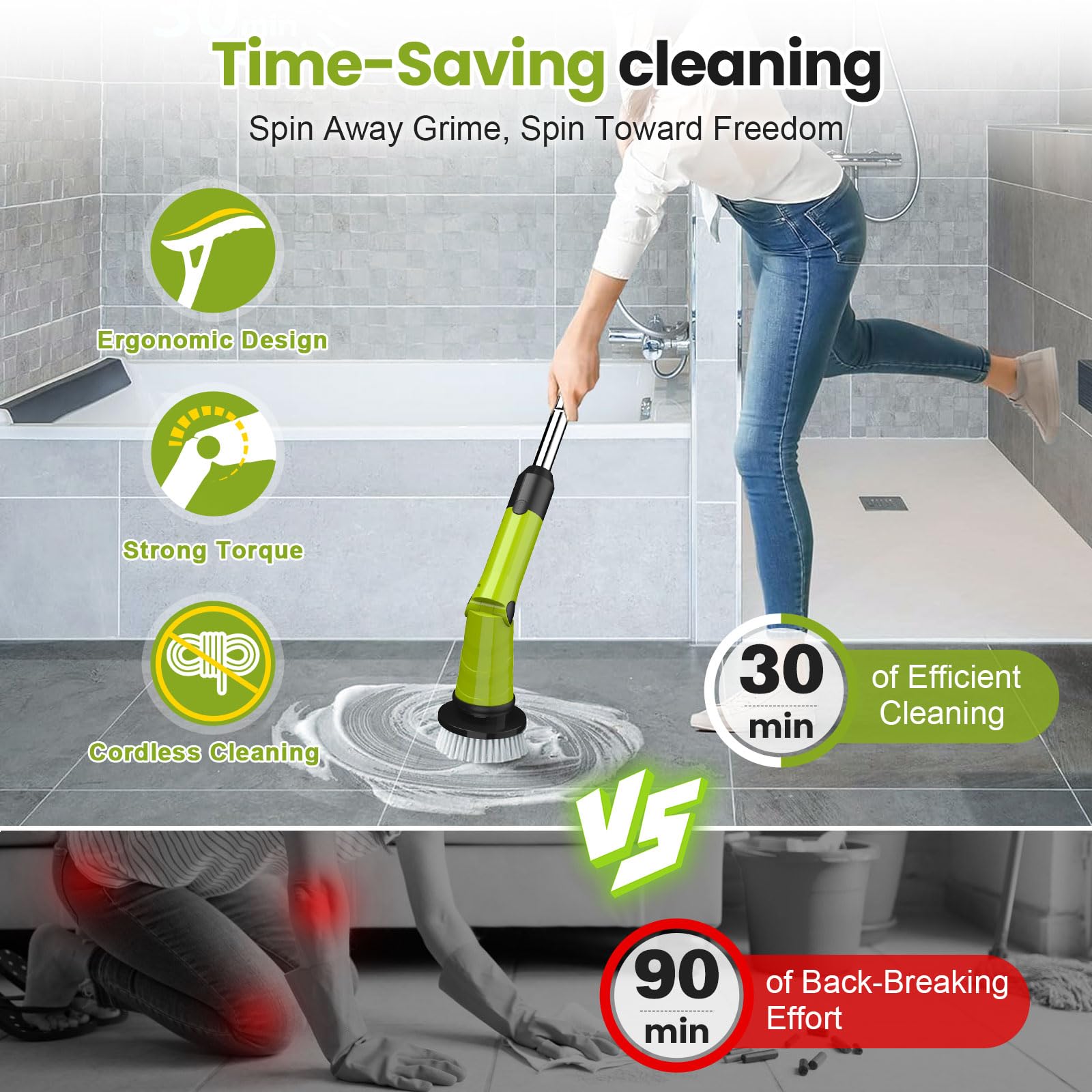 Spazzola Elettrica Rotante Homtronics – 14 In 1, 9 Testine, Impermeabile IPX8, Manico Regolabile, Senza Fili
