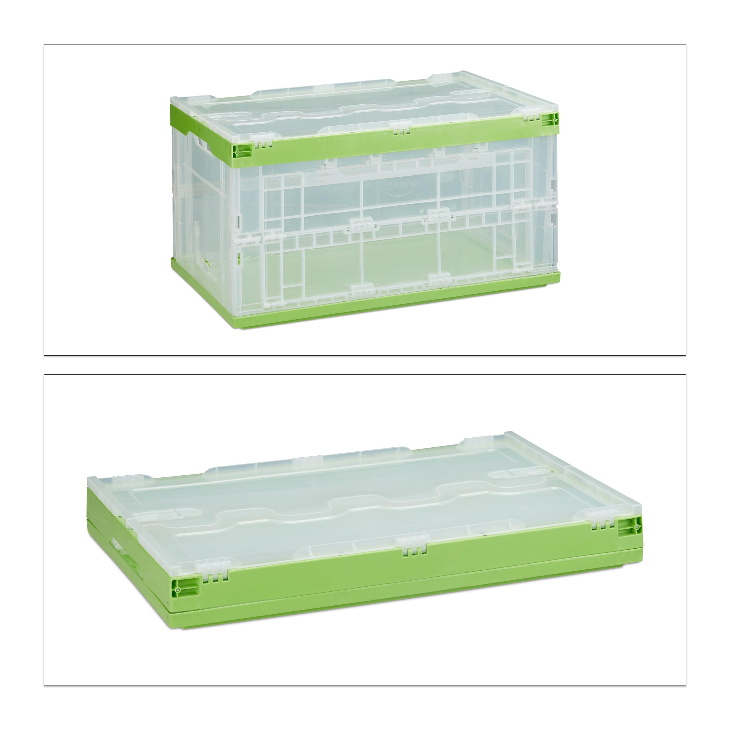Relaxdays 2 x profesjonalne pudełko transportowe, stabilne, przemysłowe, wysokiej jakości tworzywo sztuczne, 60 l, wys. x szer. x gł.: 31,5 x 59,5 x 39,5 cm, kolor zielony