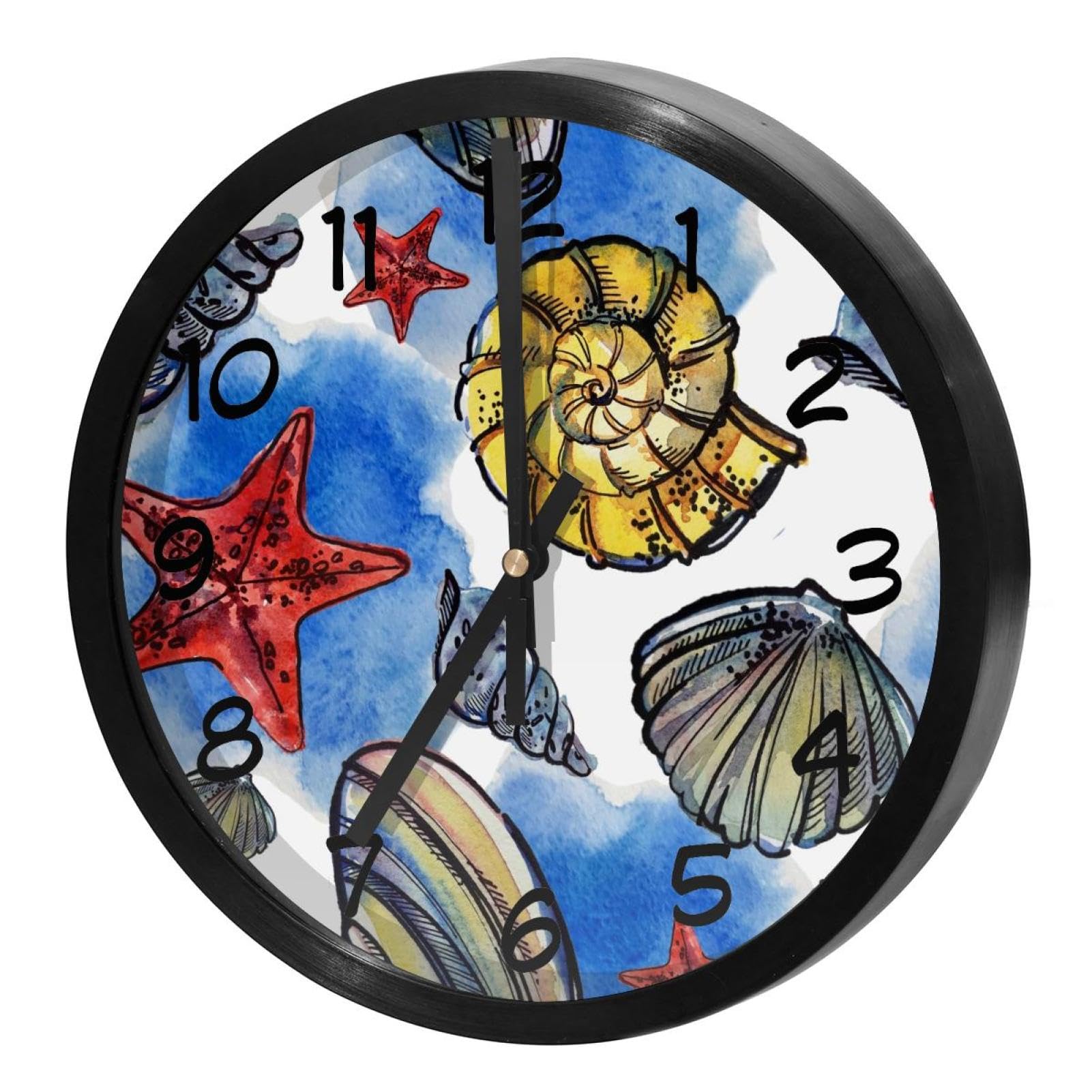 Horloge murale sans tic-tac à quartz ronde aquarelle pour retrouver le calme