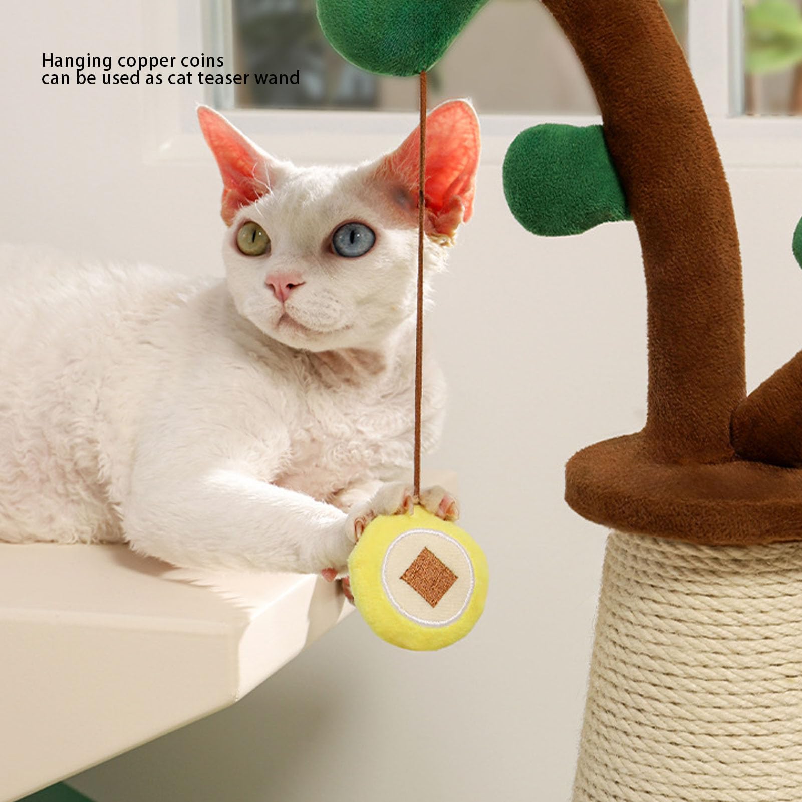 HEEPDD Post de Rasguños de Gato, Scratcher de Mascotas Post Gato Sisal Juguete de 33 Pulgadas Diseño de árbol de Dinero con Cuerda Sisal y Tela de Felpa para Gatos Interiores Gatitos