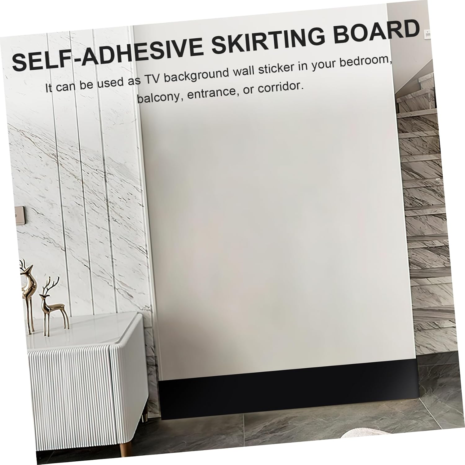 SHINEOFI PVC Skirting Board Trim 2M Self-Adhesive Flexible Wall Base Molding Waterproof Rubber Floor Trim for Bedroom and Living Room
