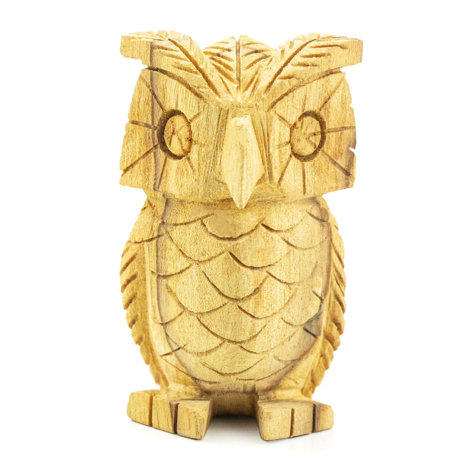 MUT22 – Totem de Palo Santo Tallado a Mano - Amuletos de Suerte y Esculturas de Madera Artesanales (Búho)