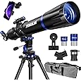 Telescope,100mm Aperture 900mm FL w/Star-Finding System for iOS/Android, Metal AZ w/high-Precision Adjustment, Telescope for Adults high Powered, Ideal for Astronomy Enthusiasts/Beginners/Kids,White
