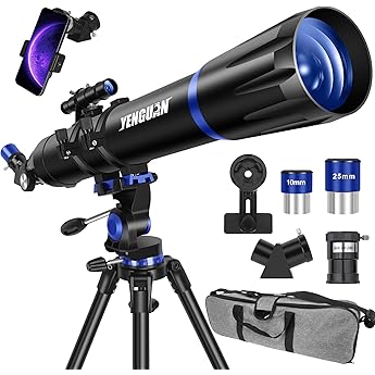 Telescope,100mm Aperture 900mm FL w/Star-Finding System for iOS/Android, Metal AZ w/high-Precision Adjustment, Telescope for Adults high Powered, Ideal for Astronomy Enthusiasts/Beginners/Kids,White
