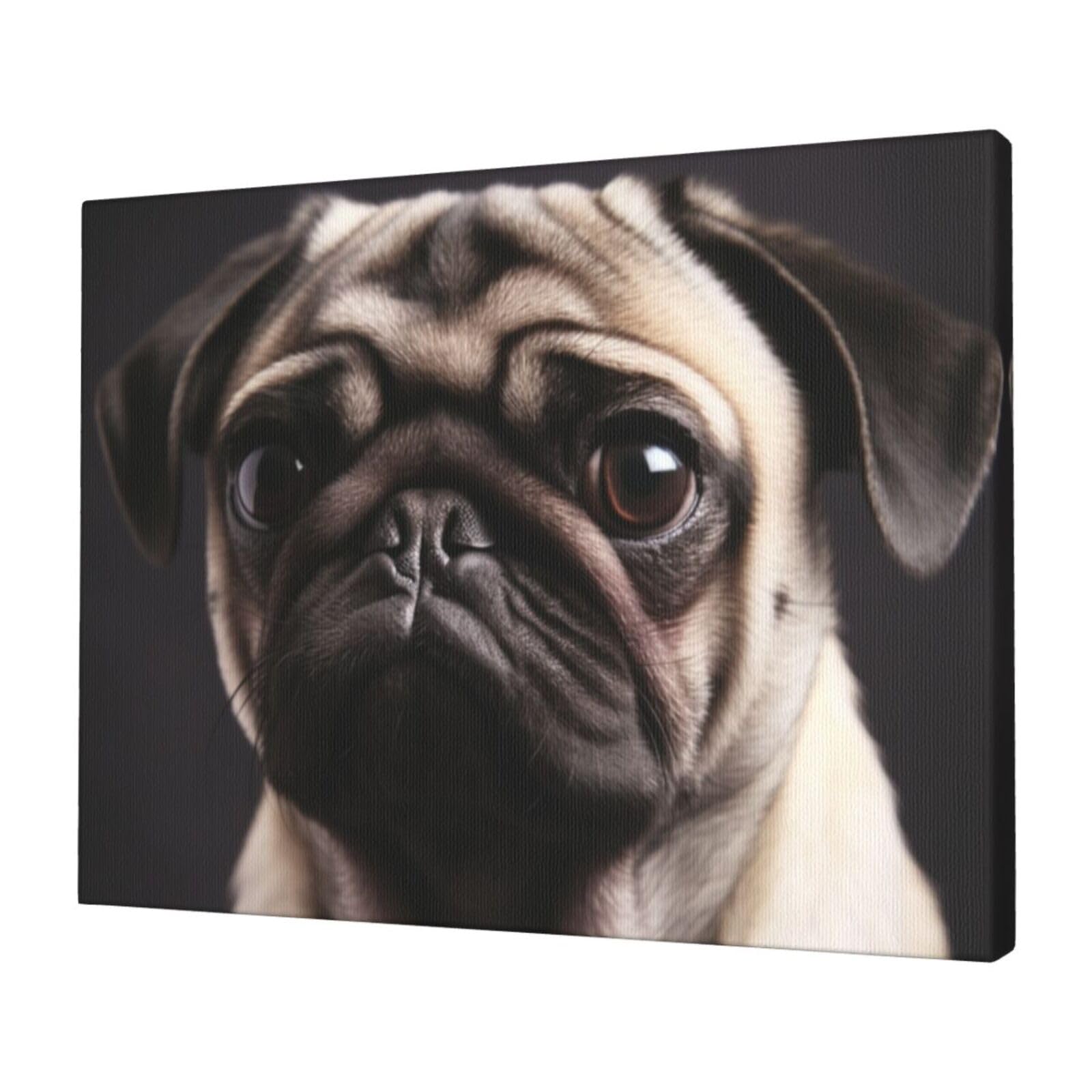 FodPand Canvas Wall Art for Living Room Wall Decor 12"x16" Modern Artwork Painting Pictures Hanging Canvas Prints pug Aesthetic Wall Art for Bedroom Bathroom Office Wallart Decor