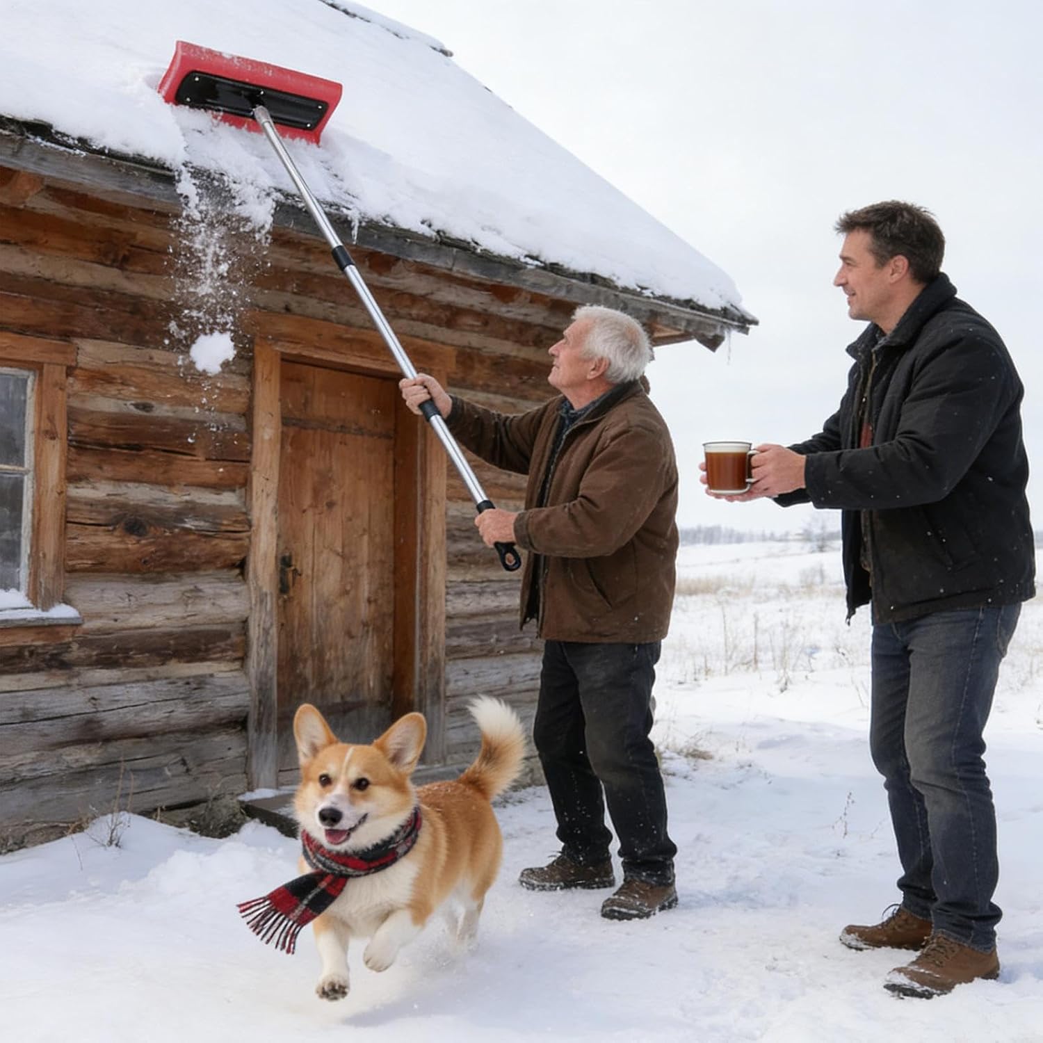 Roof Snow Rake Tool, Long Reach Handle Desig, EVA/ABS Material, Foam Broom Pusher Shovel, Ice Removal Snow Rake, Heavy Duty Winter Cleaner, for Roof Vehicle Driveway Outdoor Use