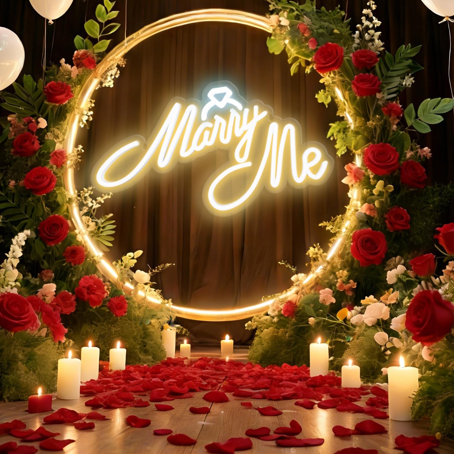 Neonschild mit Aufschrift "Marry Me", LED-Neonschild, Wanddekoration für Verlobungsantrag, Hochzeitszeremonie, Hintergrund, Dekoration, 40,6 x 22,9 cm, USB-betrieben, 10 warme Helligkeit