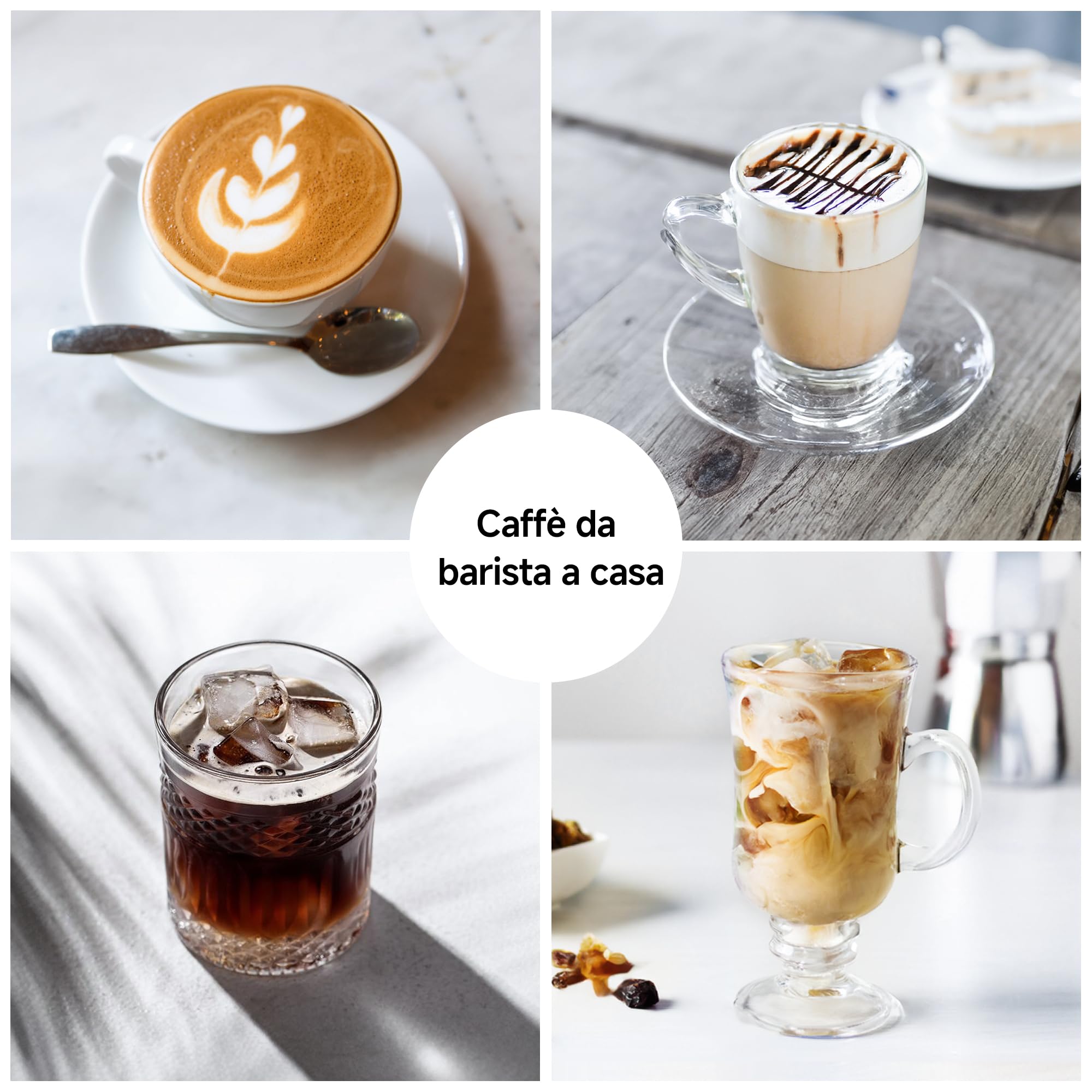 HIBREW Macchina Caffè Espresso Programmabile, Macchinetta Caffè Polvere in Acciaio Inossidabile da 19 Bar con Lancia Vapore, Serbatoio d'Acqua Rimovibile da 1,8L, Regolazione Multifunzionale