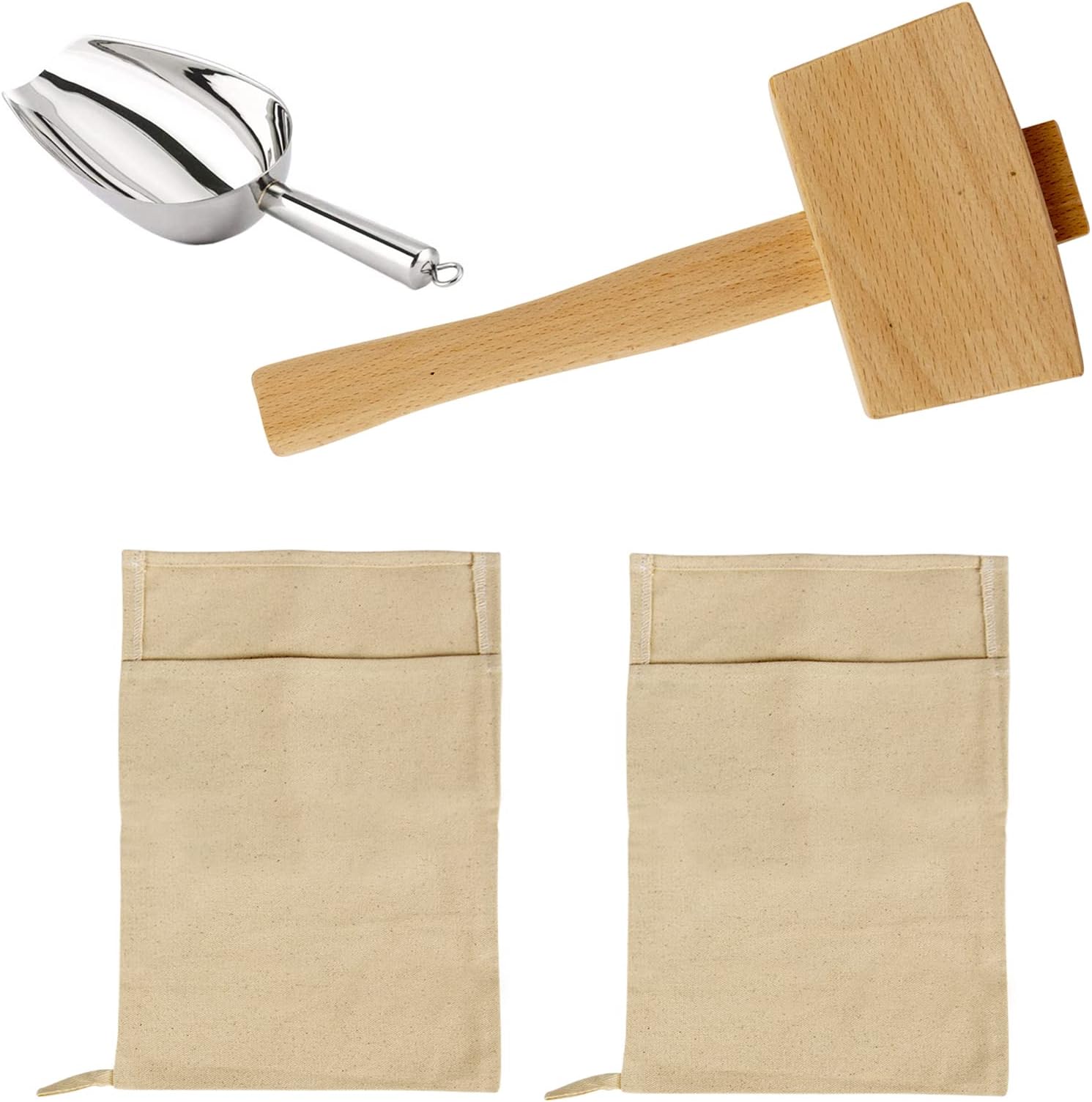 Professional Lewis Bags and Ice Mallet Set Reusable Canvas Crushed Ice Crushing