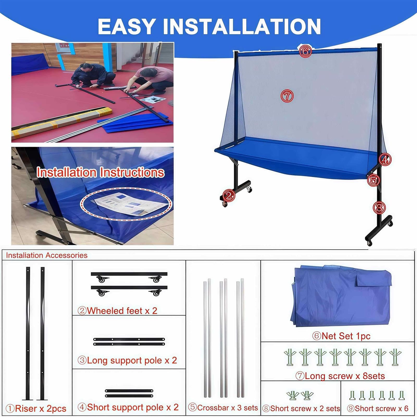 Rete di cattura per palline da ping pong, rete pratica di rotolamento per allenamento multi-palline, collettore portatile per palline da ping pong per trapani