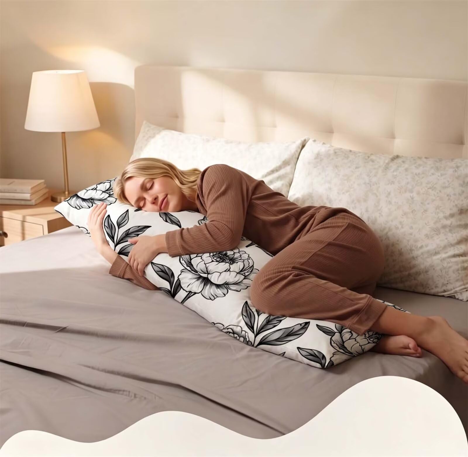 Fodera Cuscino 50 x 150 cm, Nero-1 Velluto Copricuscini Letto, | con Invisibile Cerniera, Morbida e Traspirante, per biancheria da letto, divano, hotel, chi dorme sul fianco Bianco j-185
