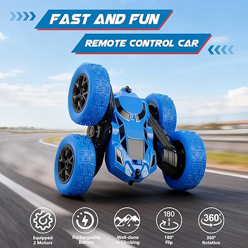 Miniatura 2 de Coche de control remoto, juguetes de autos RC para niños de 6 a 12 años, camión de acrobacias RC de 2.4 GHz con giros de doble cara de 360, carreras