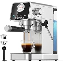 20 Bar Espresso Machine with Milk Frother, Semi-Automatic Espresso Machine with Pressure Gauge & Touchscreen, Compact Stainless Steel Espresso Maker for Home & Office, 51mm Portafilter, Silver