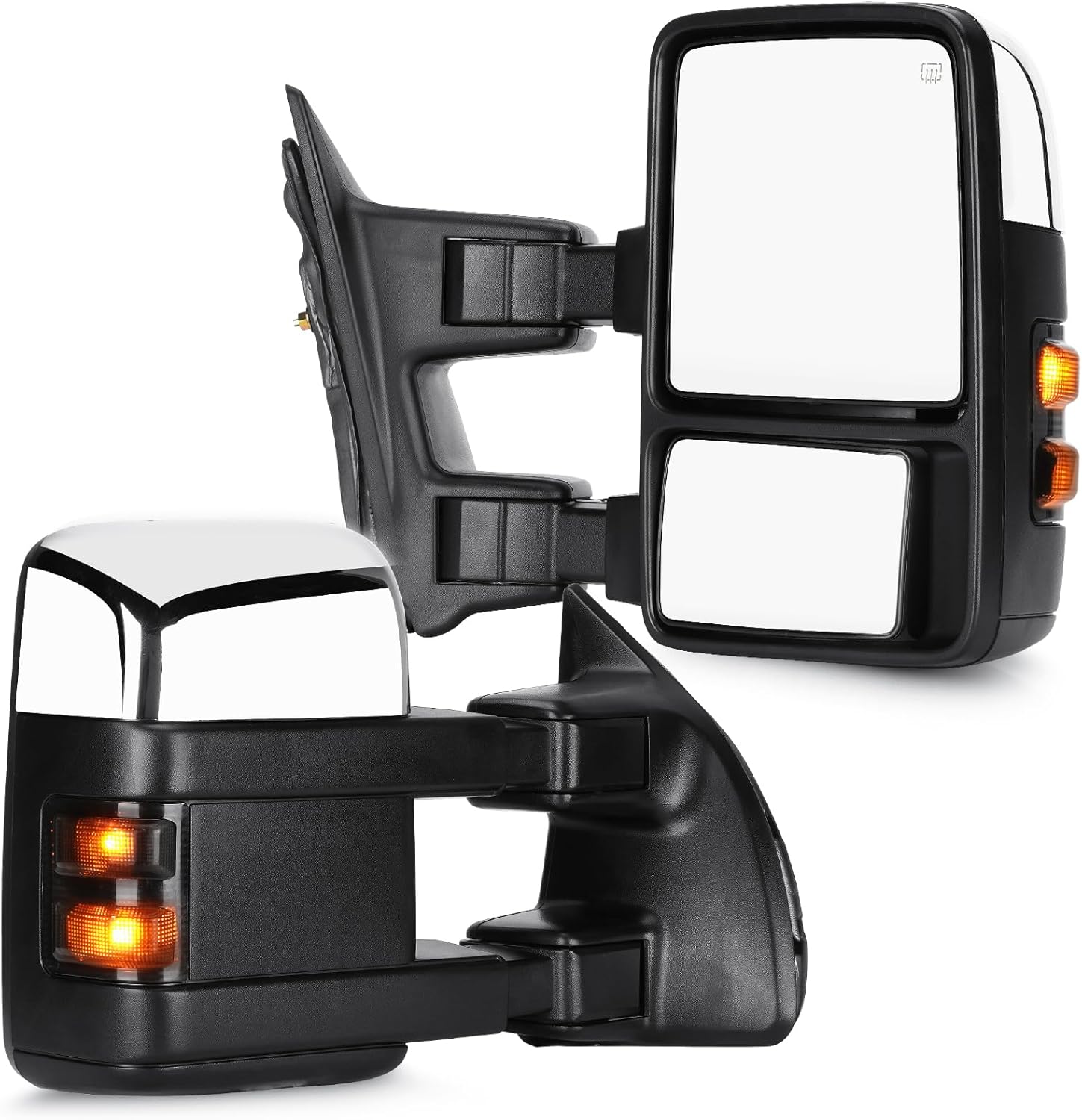 Youxmoto Towing Mirrors fit for 99-07 for Ford for F250 F350 F450 F550 Super Duty Pickup Truck Mirrors, Heated, Manual Telescoping/Folding; Turn Signal; Chrome