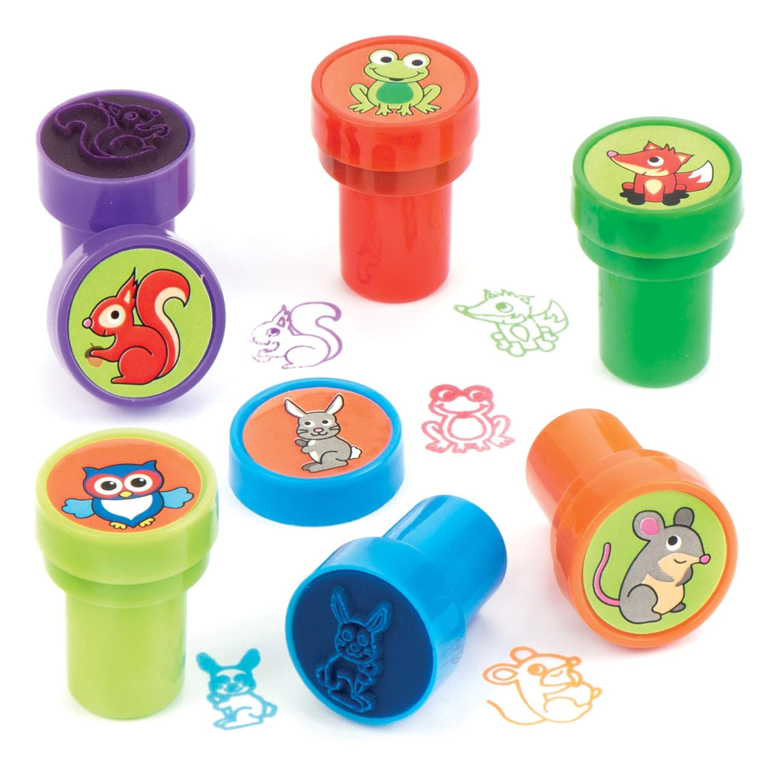 Baker Ross AV390 Woodland Animal Self Inking Stampers - Pack of 10, Teachers or Small Gifts and Prizes!