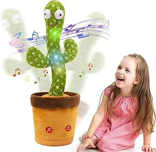 haidlun Dancing Cactus Toy, Wriggle Dancing Cactus Repeat What You Say and Sing Luminous Cactus Plush Toy with 120 English Songs and LED Lighting for Home Decor