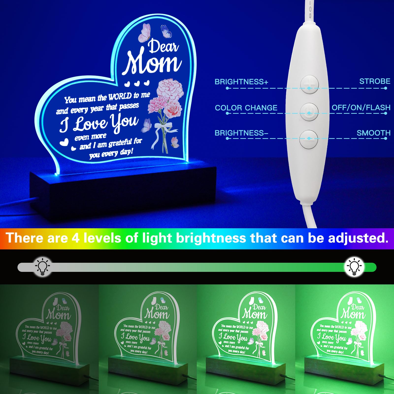 Winzwon Gifts for Mum from Daughter Son, Birthday Gift for Mum, LED Lamp Night Light Personalised Gifts Mum, Mother's Day Gifts for Mum, Thanksgiving Gift Mother Winzwon Gifts for Mum from Daughter Son, Birthday Gift for Mum, LED Lamp Night Light Personalised Gifts Mum, Mother's Day Gifts for Mum, Thanksgiving Gift Mother