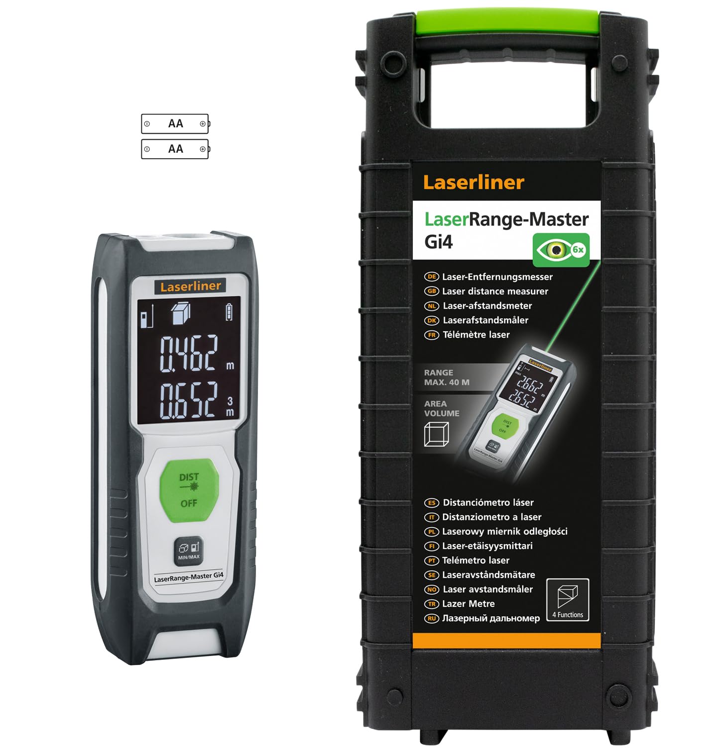 Laserliner Télémètre Laser Range Master Gi4 | Appareil de Mesure Numérique, Portée de 40 m, Mesure de Longueurs, Mesure de Surfaces et de Volumes
