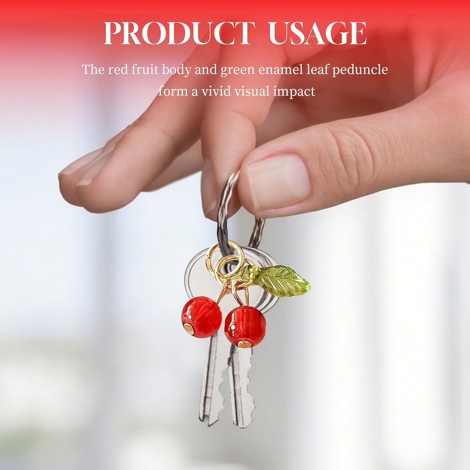 60 PCS Cherry Charms for Jewelry Making, Mini Cute Fruit Glass Bead Charm Pendant - Image 5