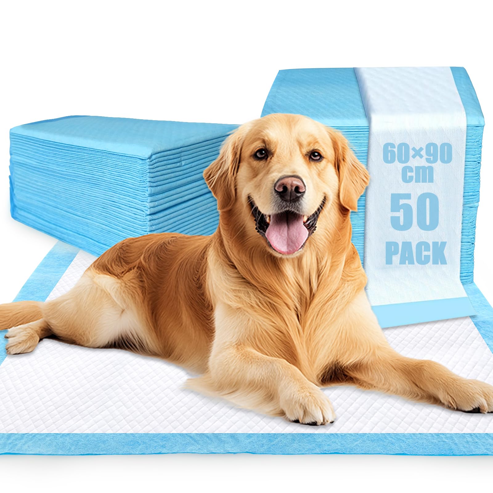 Extra Large Puppy Pads 50 Pack, 90×60cm Disposable Puppy Training Pads, Leakproof Dog Training Pads, Absorbent Cat Dog Pads for Pee with Quick-Dry Surface