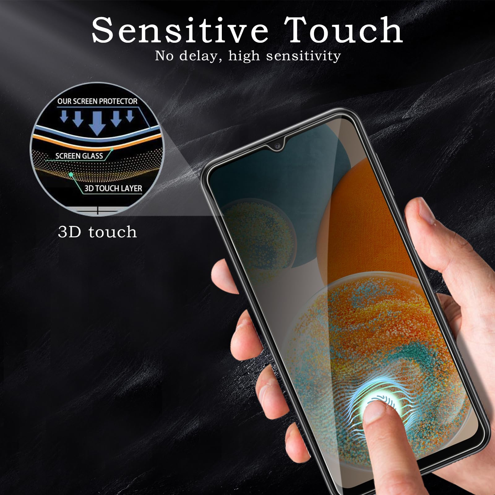 Pellicola protettiva per la privacy per Samsung Galaxy A23 4G/5G, accessori in vetro temperato infrangibile, pellicola in vetro temperato anti spia, compatibile con custodie, ultra resistente, durezza