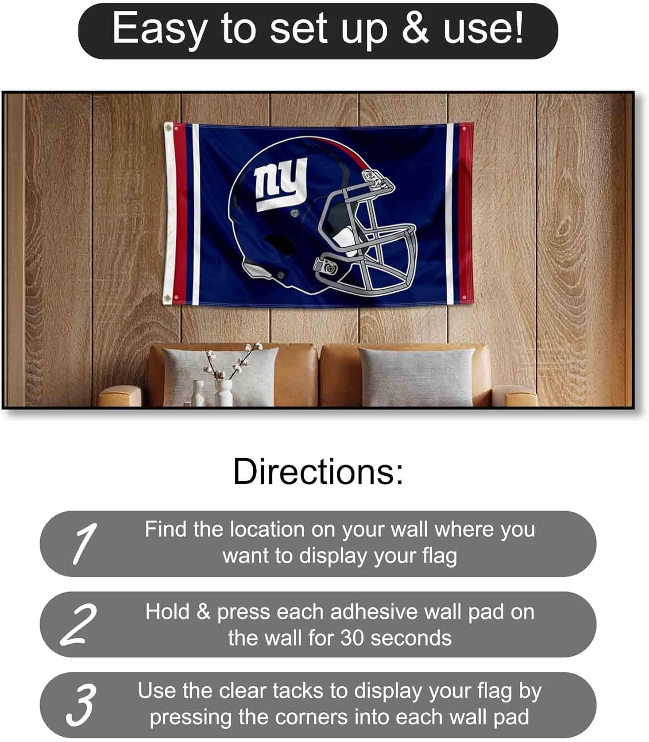 New York Giants Helmet Banner and Tapestry Wall Tack Pads - Image 4
