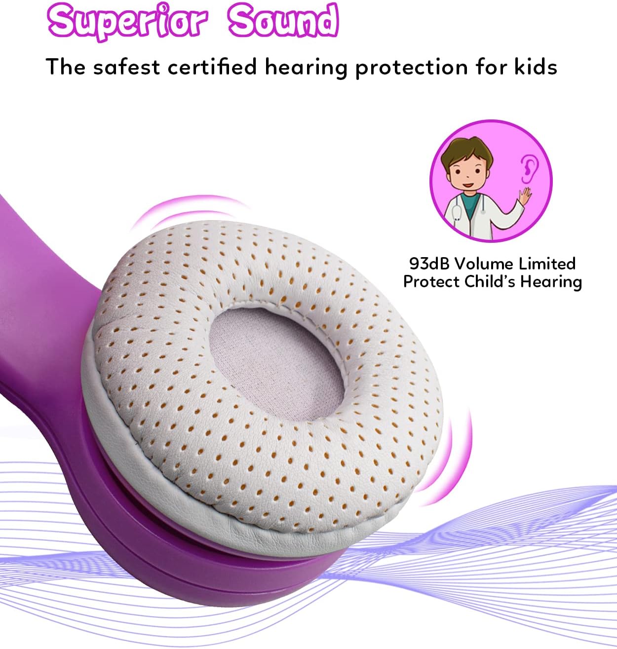 Unicorn Headphones for Girls,Bluetooth Unicorn Headphones Toddler School Laptop Cellphones Plane use, Light Up Wireless Kid Headphone Birthday Gifts (Dark Purple)