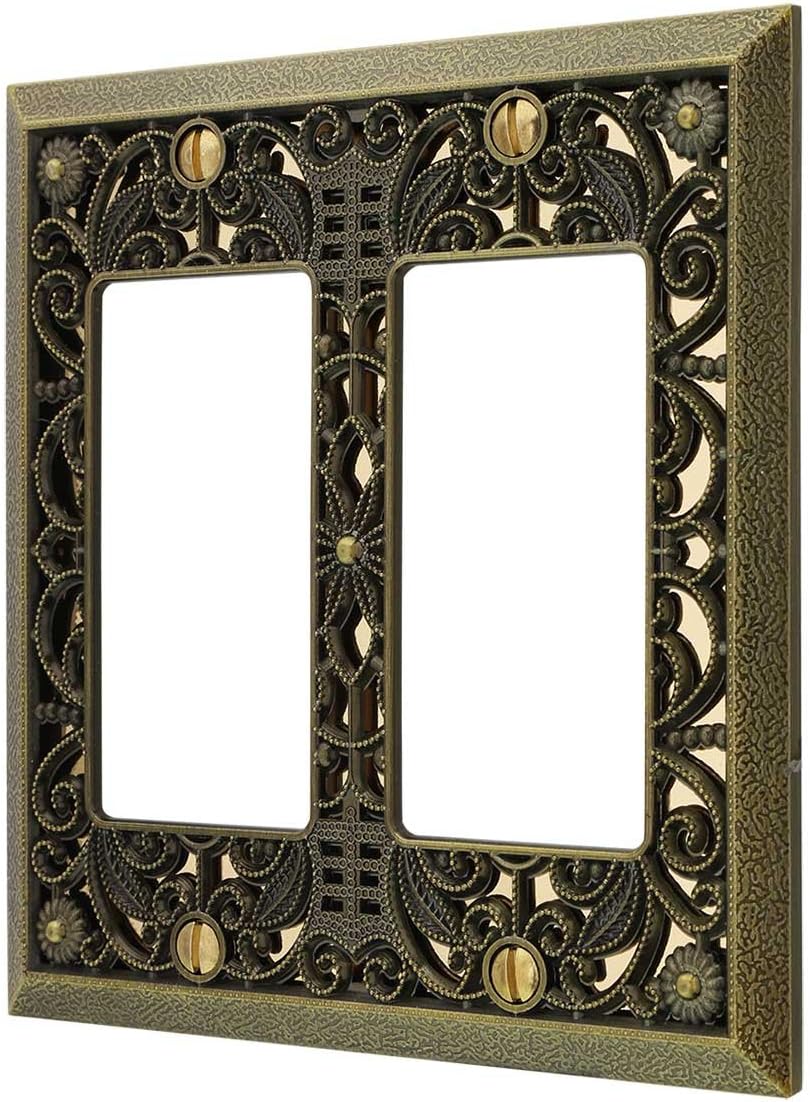 Amerelle 65TAB Filigree Wallplate, 1 Toggle, Antique Brass