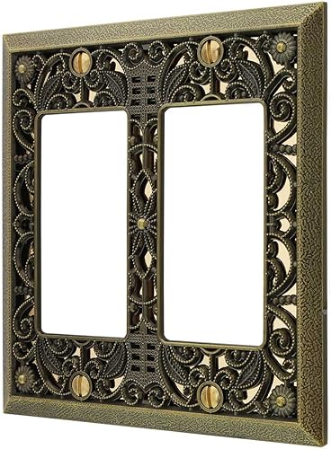 Miniatura 9 de Amerelle tapa para tomacorriente doble de metal con diseño de filigrana, 65RAB