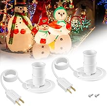 SURAIELEC 2-Pack Blow Mold Light Kit Replacement, Outdoor Lights With E26 E27 Socket, 3.5" Universal Light Plate for Santa, Wisemen, Halloween Christmas Village House, 5 FT Cord