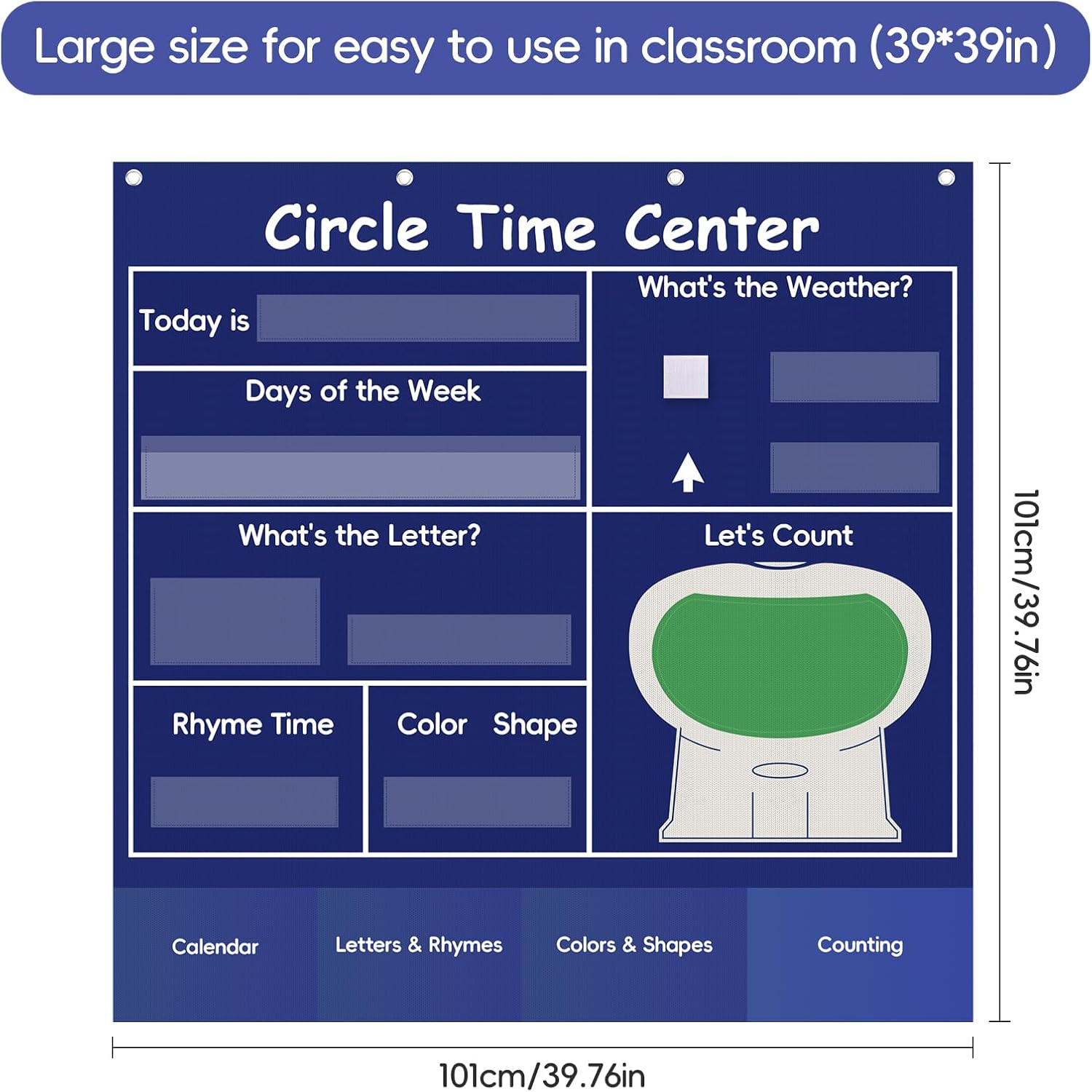 Circle Time Learning Center Classroom Pocket Chart, Circle Time Calendar Preschool Include 224 Cards, Educational Pocket Chart Material, Learning Calendar Weather Letter Counting Color Shape