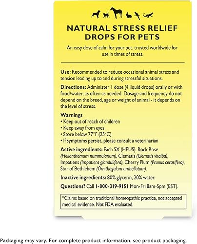Miniatura 6 de Rescue Remedy Pet Dropper - 10mL - Stress & Tension Support for Dogs & Cats with Bach Natural Flower Essences - Sedative-Free, Homeopathic Liquid