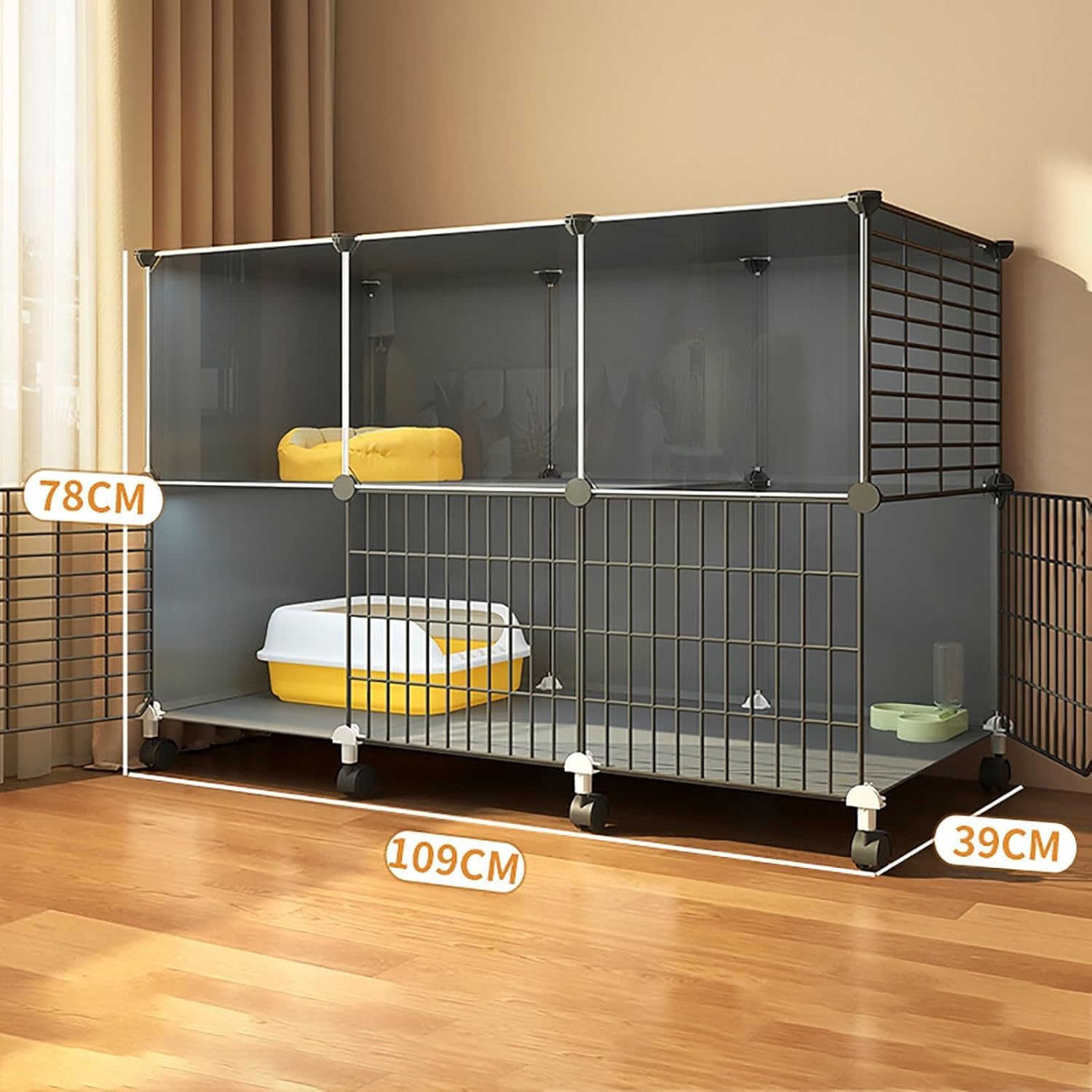 Haustiergehege – DIY-Draht, groß und zerlegbar(With wheels-75x39x114cm)