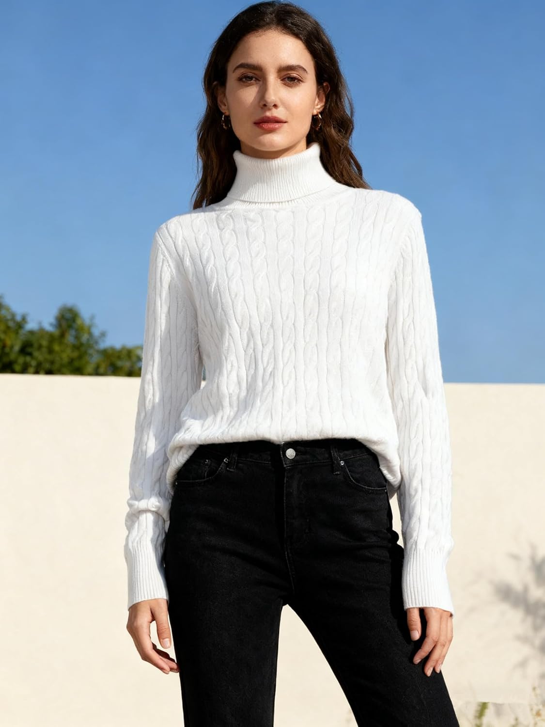 DAIMIDY Women's Cable Knit Turtleneck Sweater Long Sleeve Lightweight Knit Pullover Tops Fall Fashions - Image 7