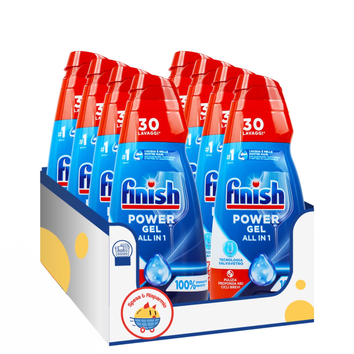 Gel lavastoviglie effetto brillante classico kit con Spugna Brandizzata SPESA & RISPARMIO Inclusa – Variazioni 4/8/12 Pezzi – 600 ml (8)