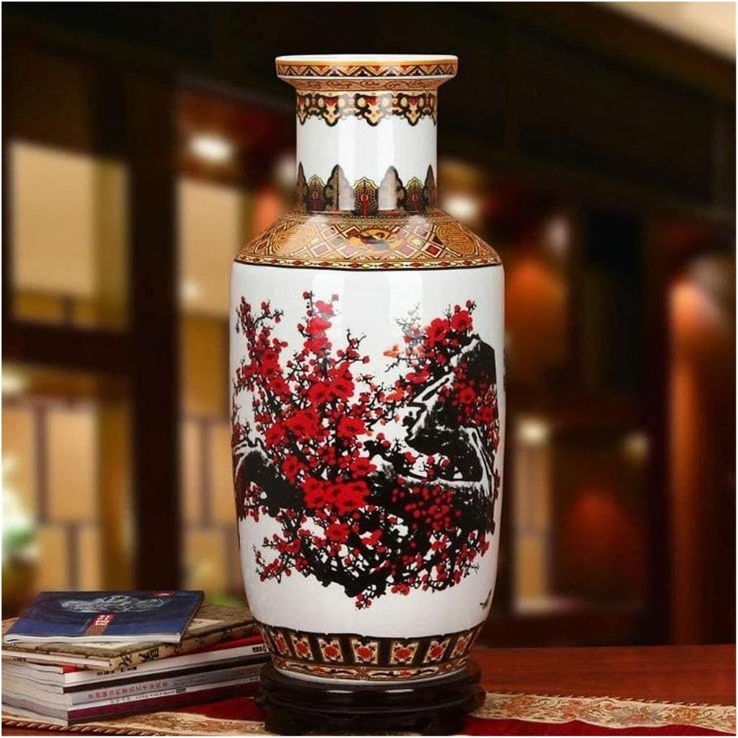 Vase Tabletop Decorative Accessories Safflower Different Characteristics Excellent Porcelain Jingdezhen Ceramics Large 68 * 22cm