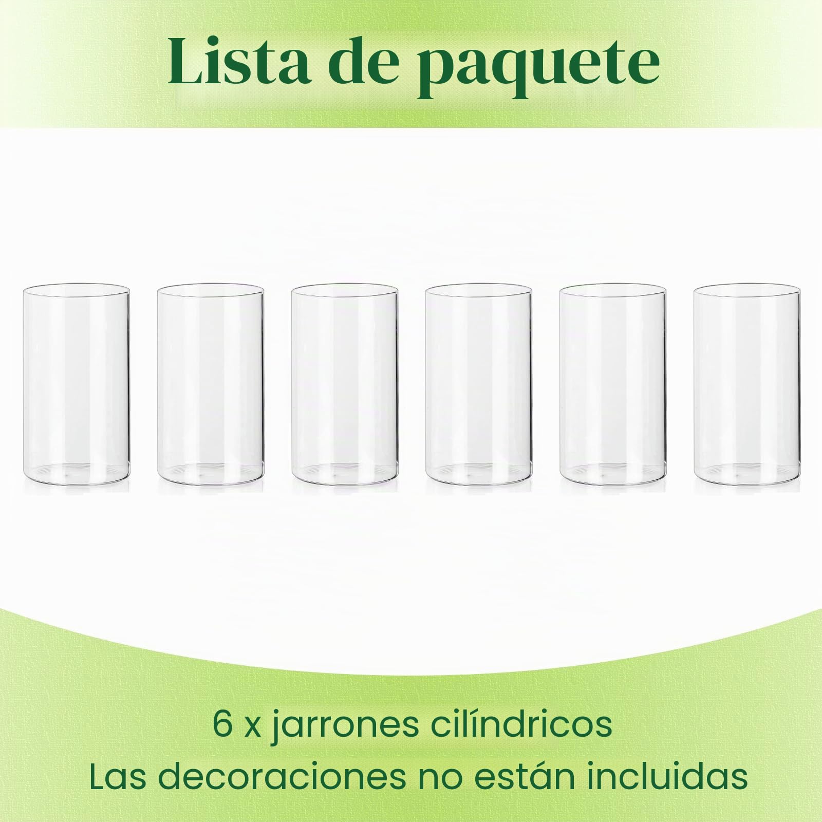 Hewory Juego de 6 Floreros Cilíndricos de Vidrio Transparente de 15cm para Flores y Portavelas Alto para Velas de Pilar Flotantes, Redondo para Bodas