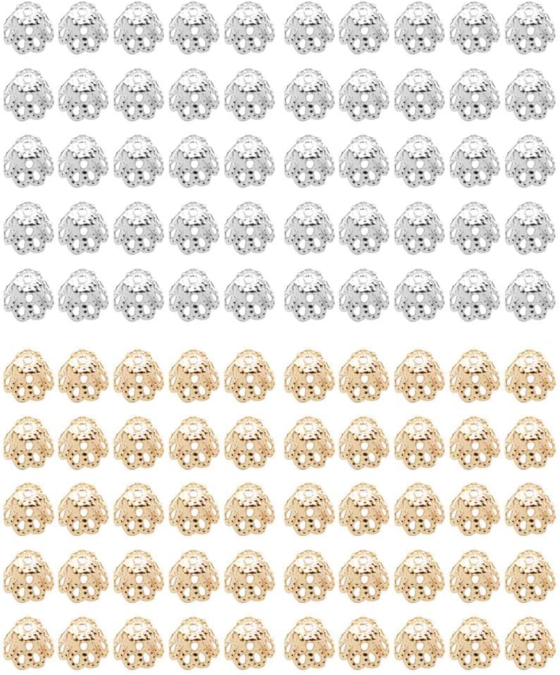 BNF 100pcs Metal Bead Caps Beads 6mm for Bracelet Necklace Jewelry Making Crafts | Beads & Jewelry Making | Jewelry Findings | Bead Caps