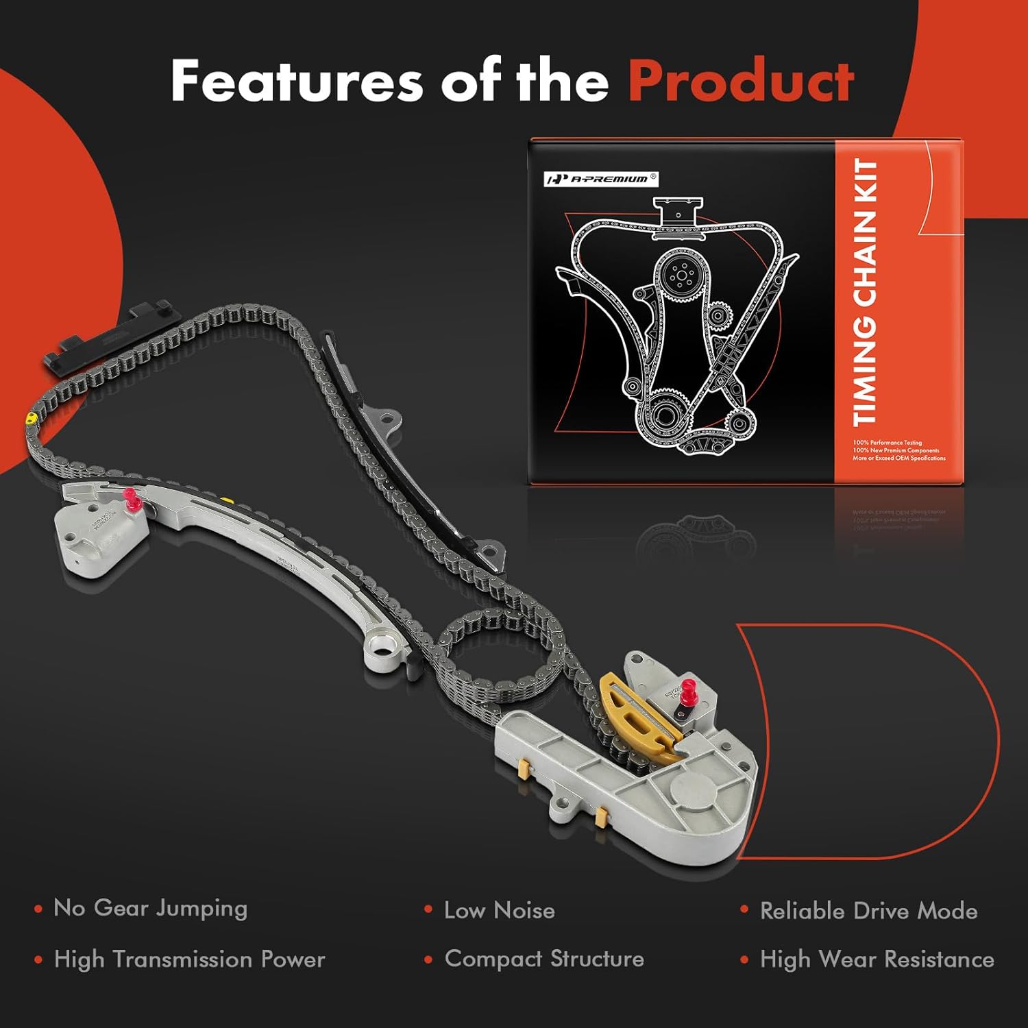 A-Premium Engine Timing Chain Kit W/Tensioner & Guide Rail [DOHC, L4 2.5L] Compatible with Nissan Altima 2002 2003 2004 2005 2006, Sentra 2002-2006
