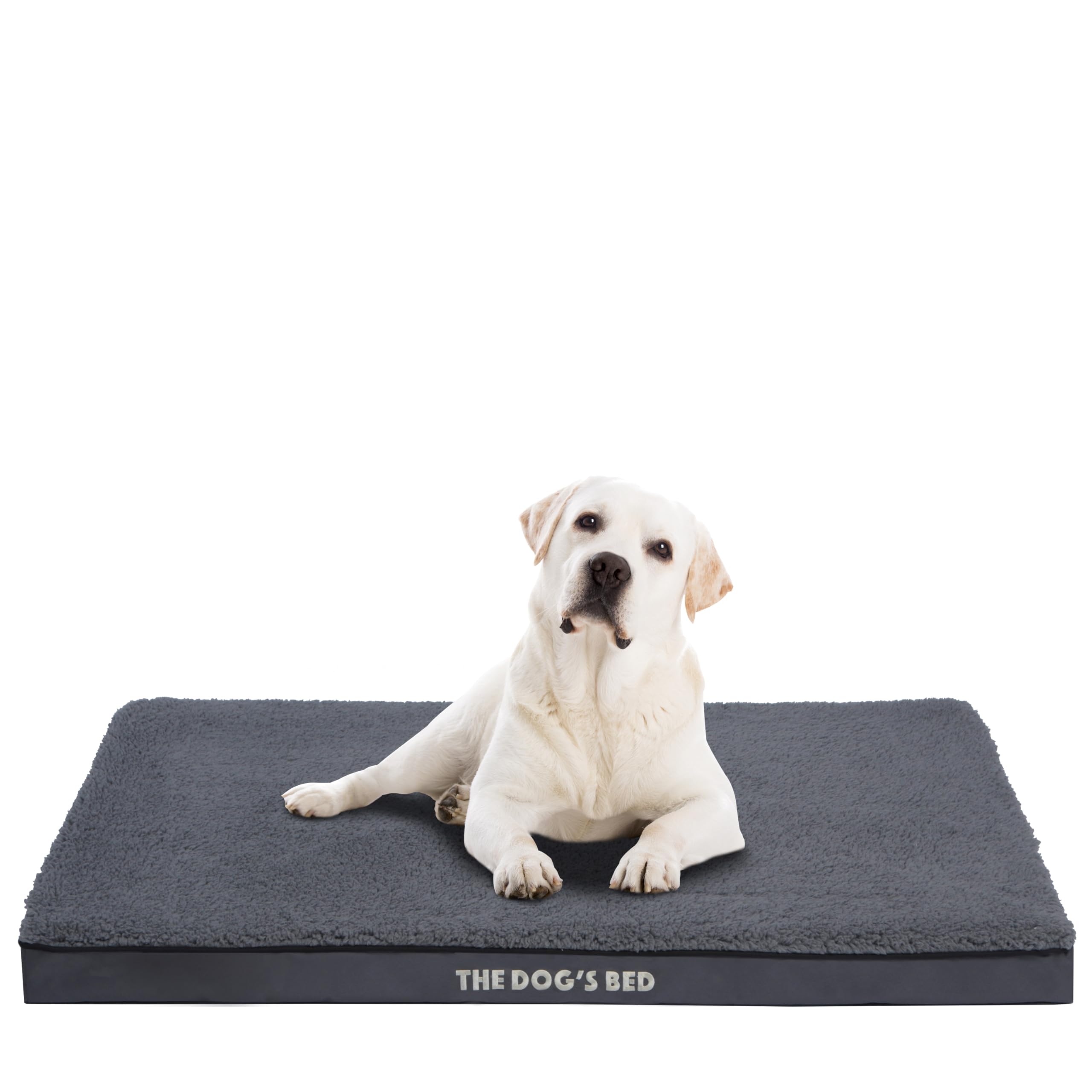 The Dog’s Bed Orthopaedic Dog Bed with Removable Cover, CertiPUR-Certified Foam, Plush Fabric, Grey, XL