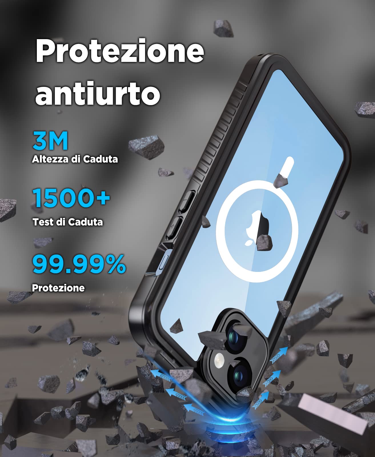 SPORTLINK Cover per iPhone 15 Impermeabile - 360 Gradi Full Body Armor