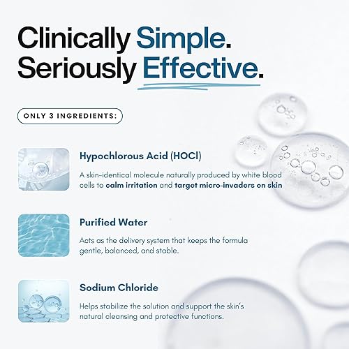 Miniatura 6 de Spray de ácido hipocloroso – Limpiador facial HOCl probado por dermatólogos para pieles sensibles, propensas al acné e irritadas – Alivia