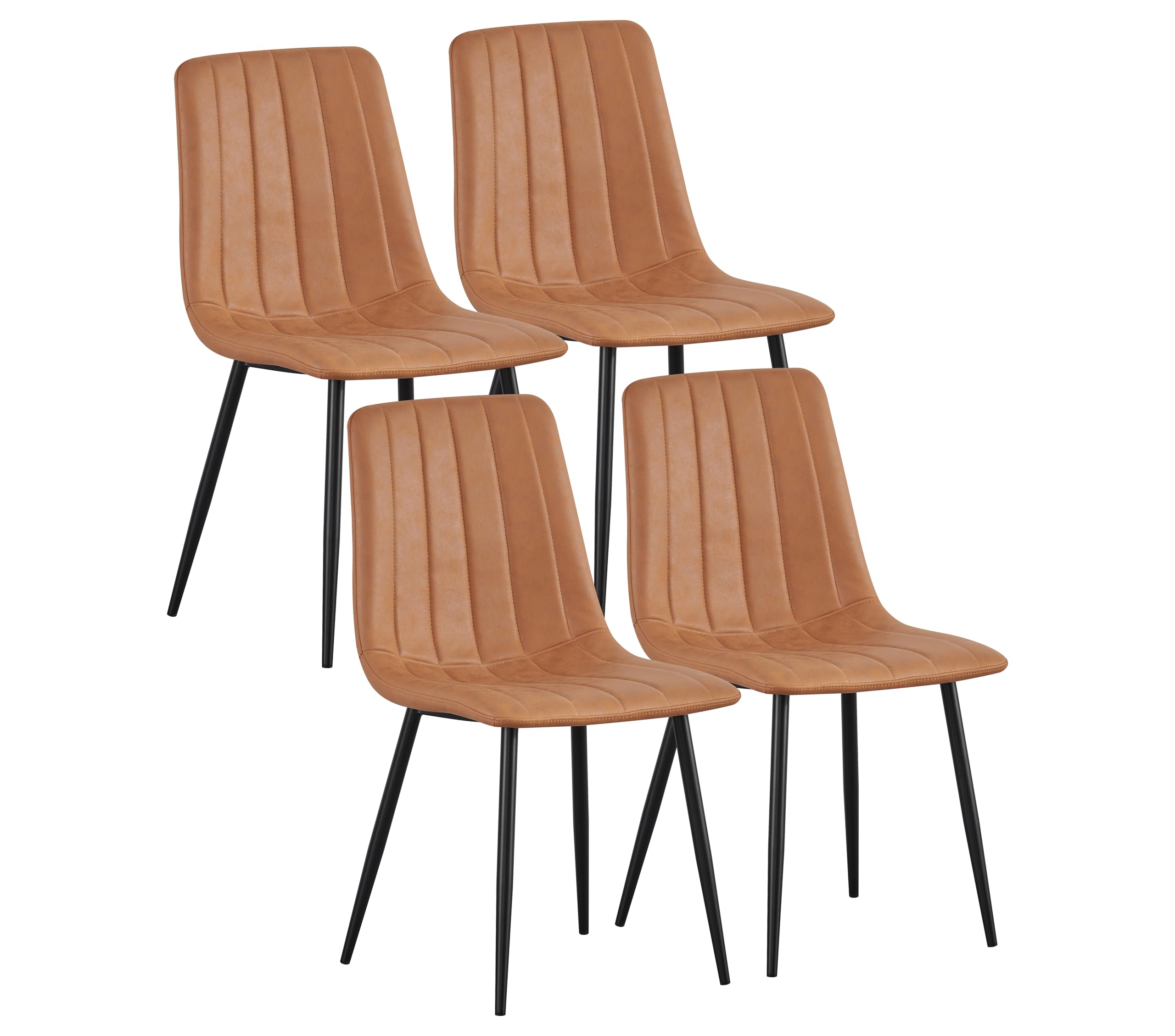 MOF Dining Chairs Set of 4–Faux Suede Dining Chair with Padded Seat, Tufted Back and Sturdy Metal Legs–Modern Upholstery for Kitchen, Dining Room, Lving Room or Home Office (ORANGE STRIPE X4)