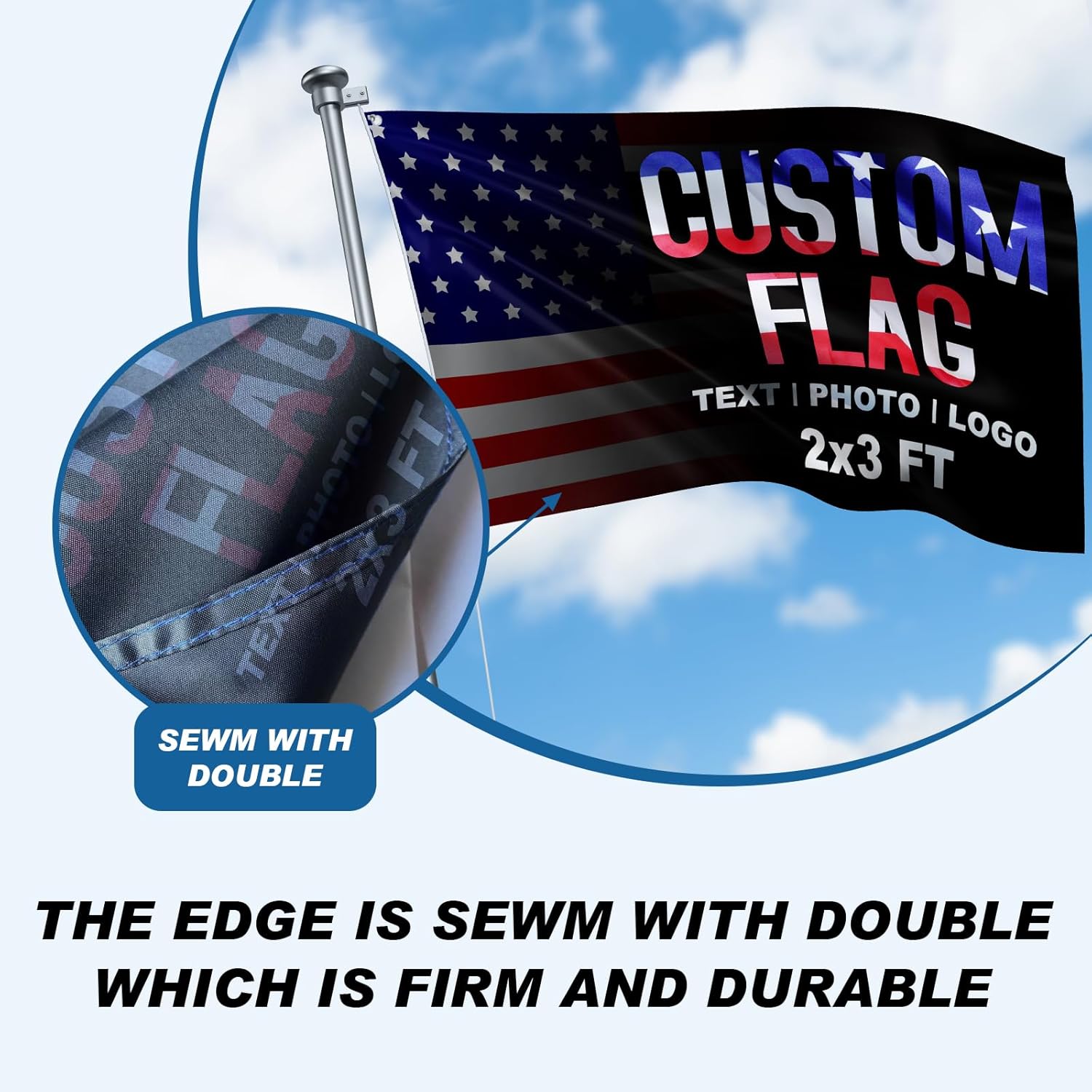 Custom Flag 4x6 FT Double Sided Print Outdoor - Personalize Flags Banners Design Your Own Photo/Logo/Picture/Text - Customized Gifts Indoor Outdoor Decoration