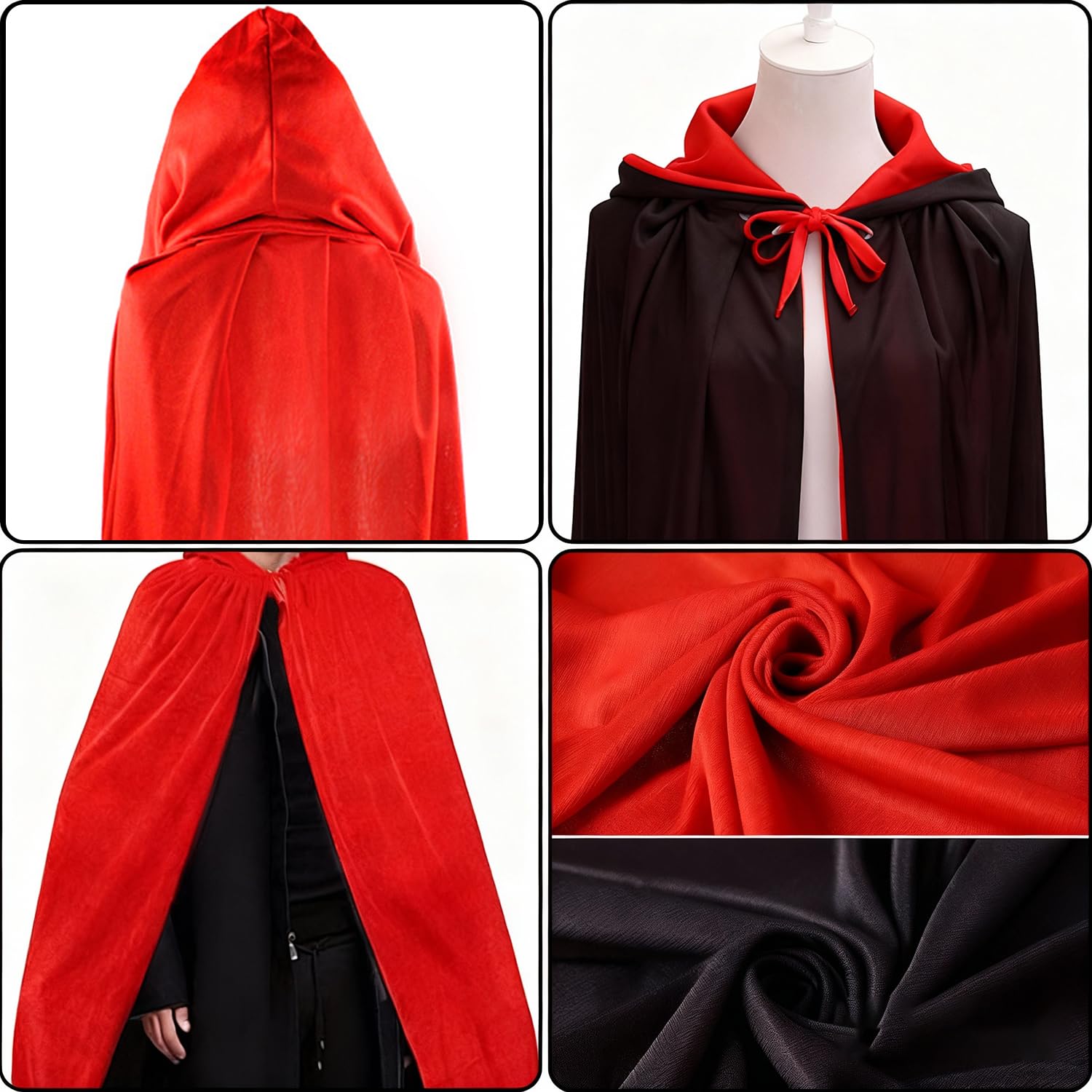YXHZVON Halloween Hooded Cloak, Vampire Hooded Cape Witch Cosplay Accessories - Image 3