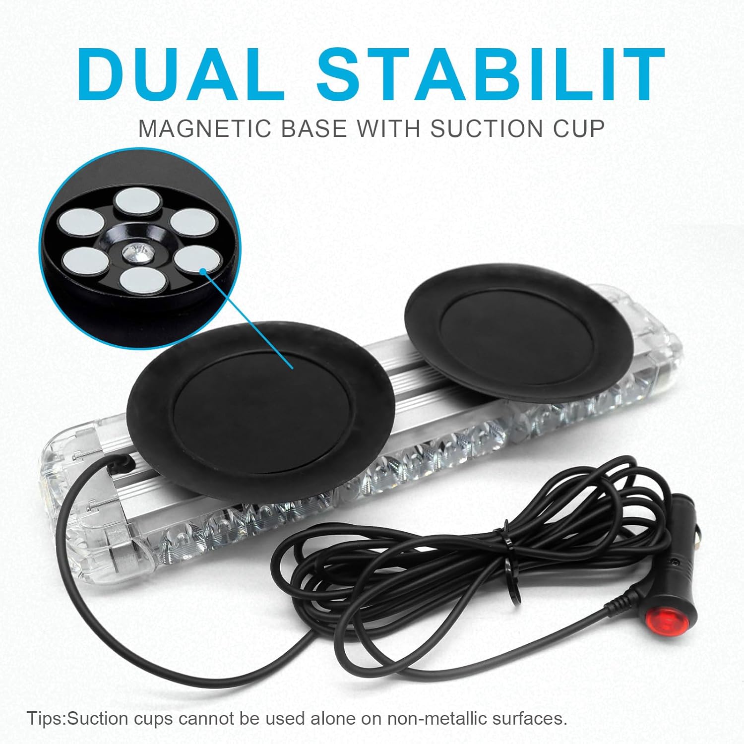 Agrieyes 15インチ モジュラーストロボライトバー、磁気アンバーLED緊急ライト、車両用、フラッシングビーコン安全警告警告灯